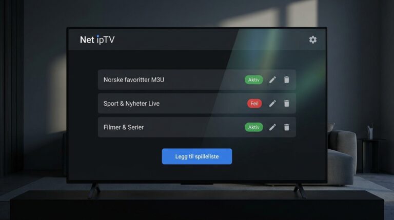 net iptv​ — net iptv app spilleliste-administrasjon med aktive og feilede M3U-oppføringer på Android TV